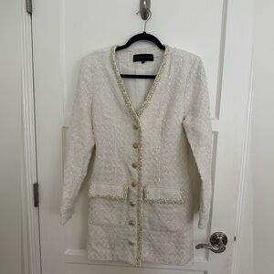 Endless Rose Cream Tweed Blazer Dress with Gold Buttons size S